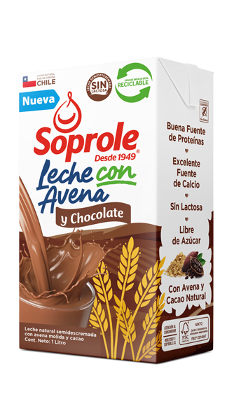 Leche semidescremada con avena y chocolate