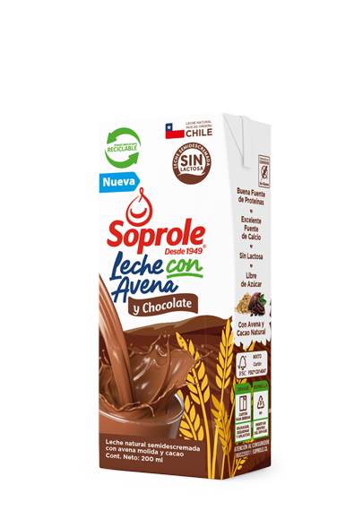 Leche semidescremada con avena y chocolate 200ml