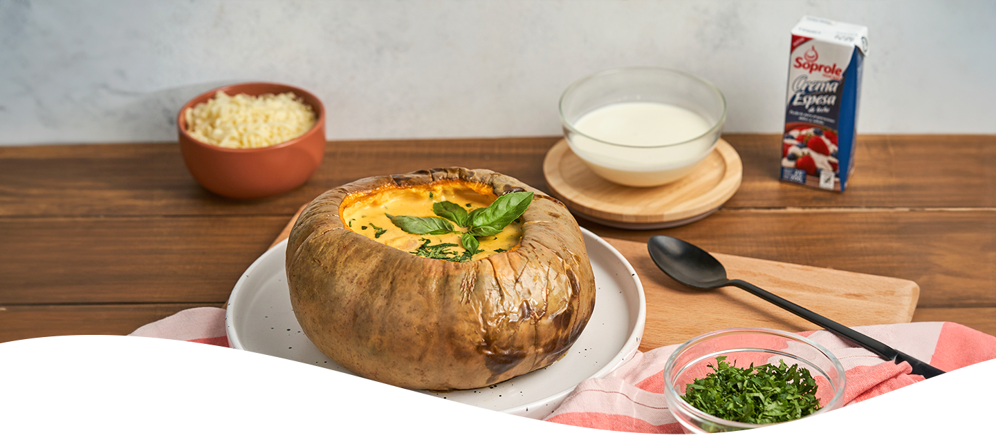 Receta de Crema de Zapallo, Camarón y Queso